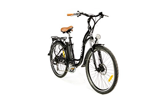 Moma Bikes Bicicleta Electrica, Urbana EBIKE-26, Alu. SHIMANO 7V & Doble Freno Disco Bat. Ion Litio 36V 16Ah